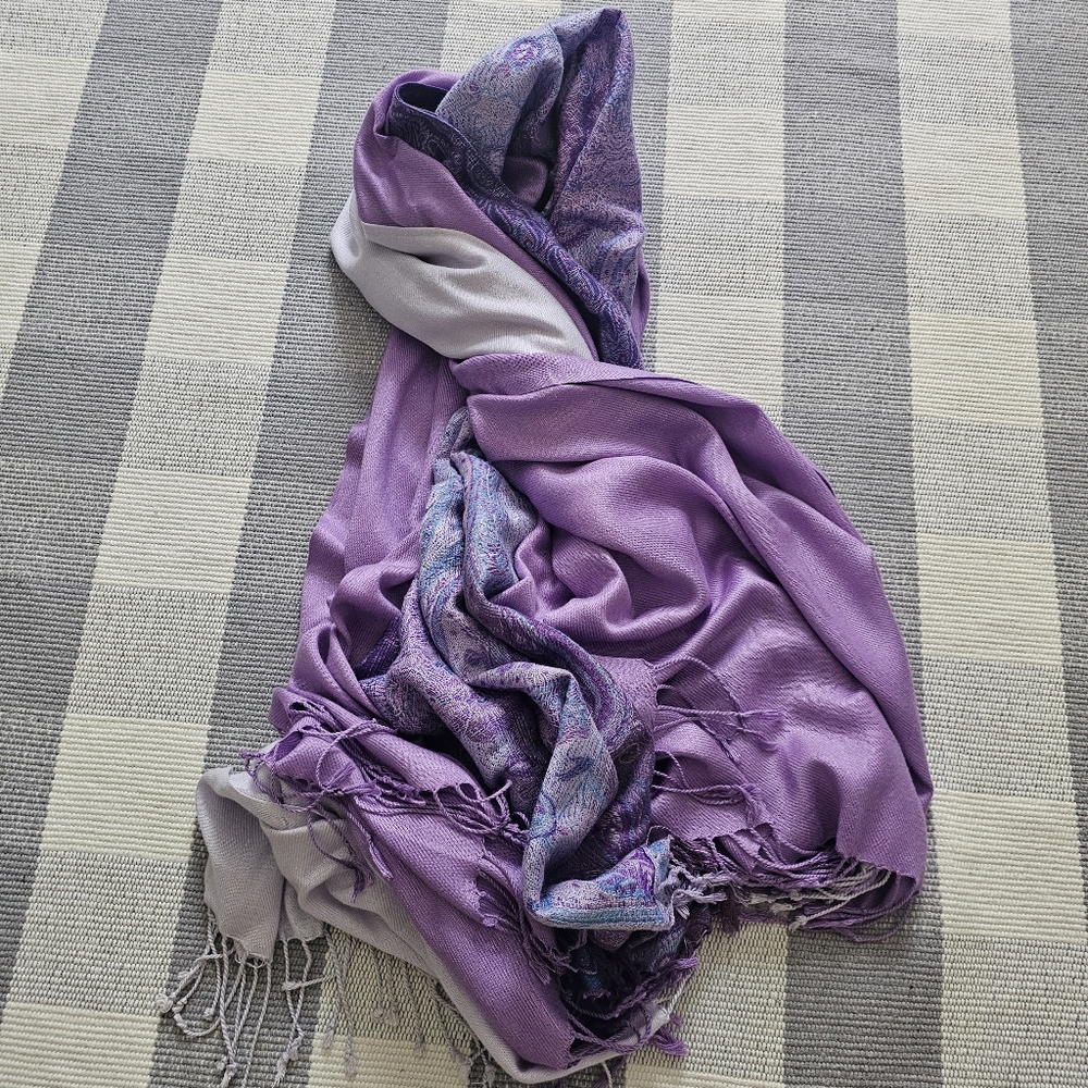 Wisteria Lavender Story Pashminas. OS Women's Three-For Scarves